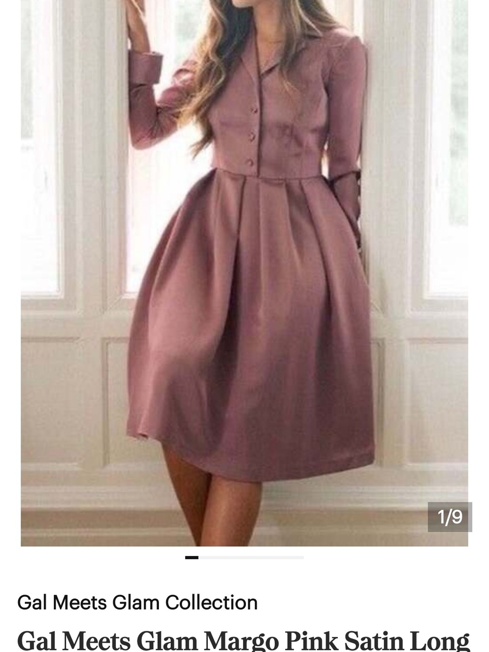 Gal Meets Glam Mauve Satin Button-Front Midi Dress